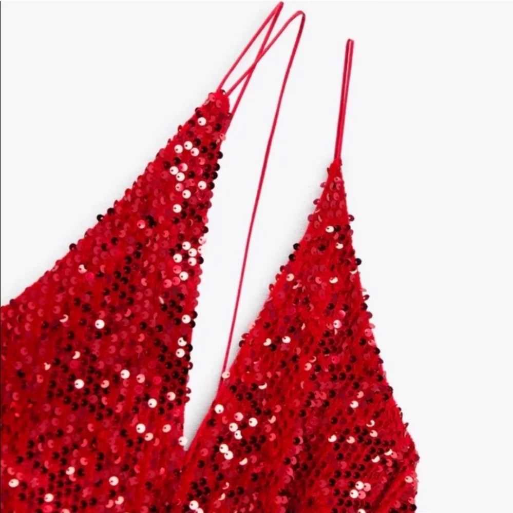 Zara *  Sequin Mini Dress Red Size S M